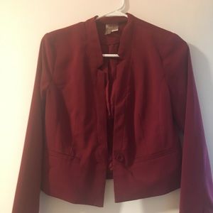 Burgundy Cropped Blazer Size Small